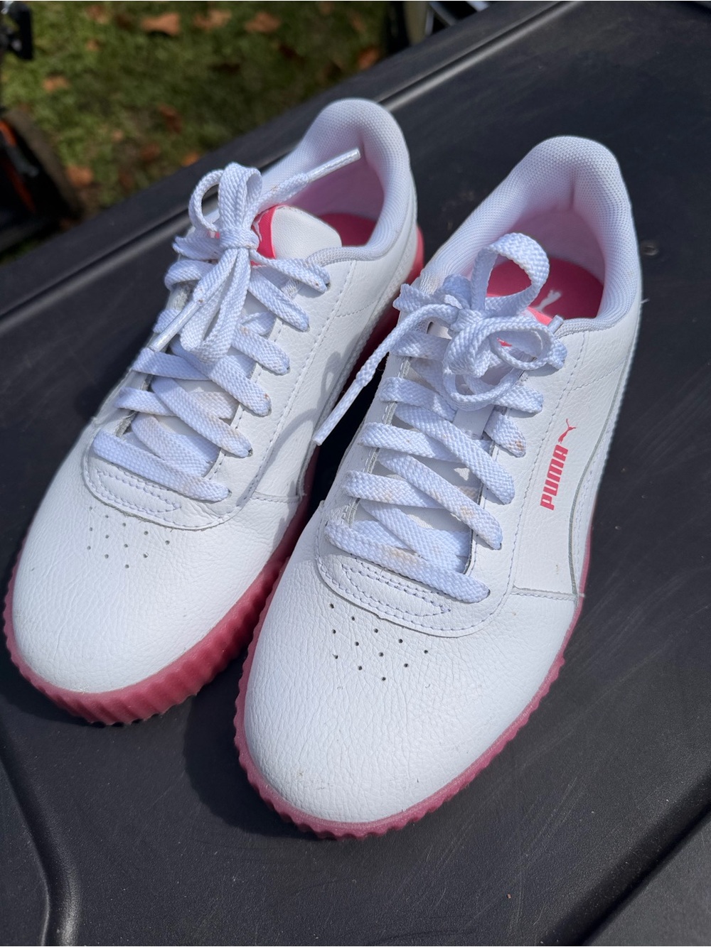 Puma Women's White Sneakers with Pink Trim Women Size 7.5